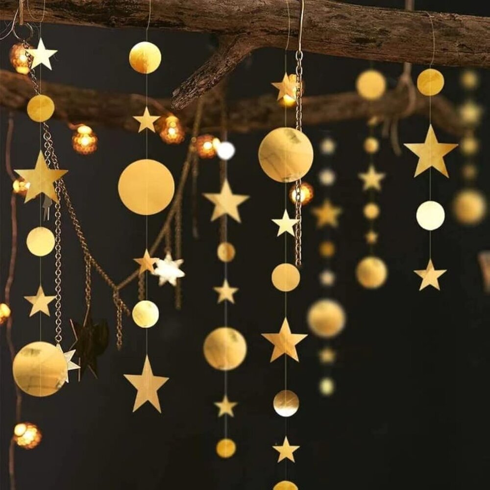 Gold Star Garlands Decorations Hanging Twinkle Little Star Birthday Baby Shower